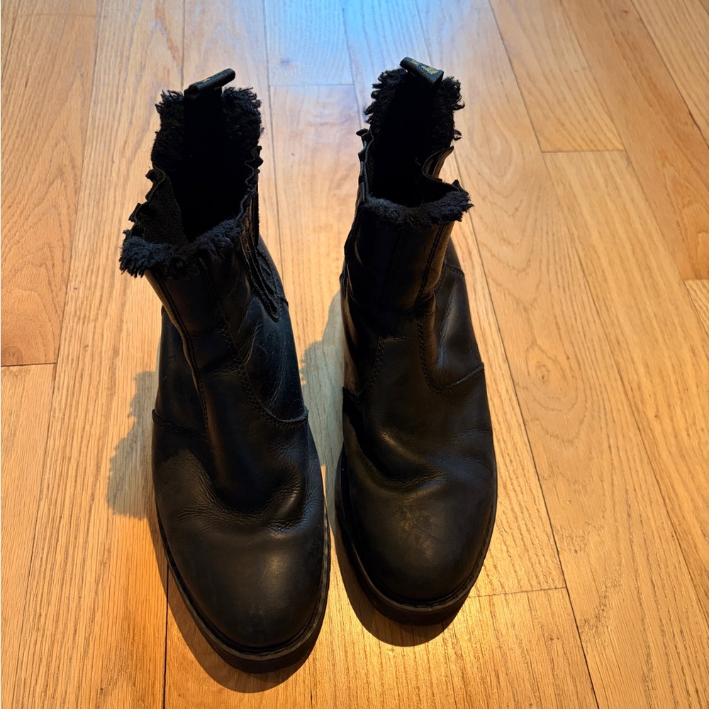 Dr. Martens Black Leather Fringe Chelsea Booties